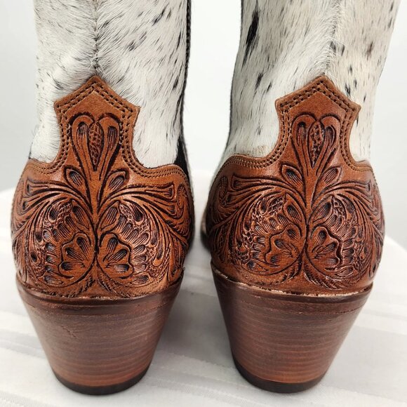 MYRA BAG Silverado Hair On Tooled Leather Shortie Cowboy Boots Size 6-11 NWT - Picture 11 of 13